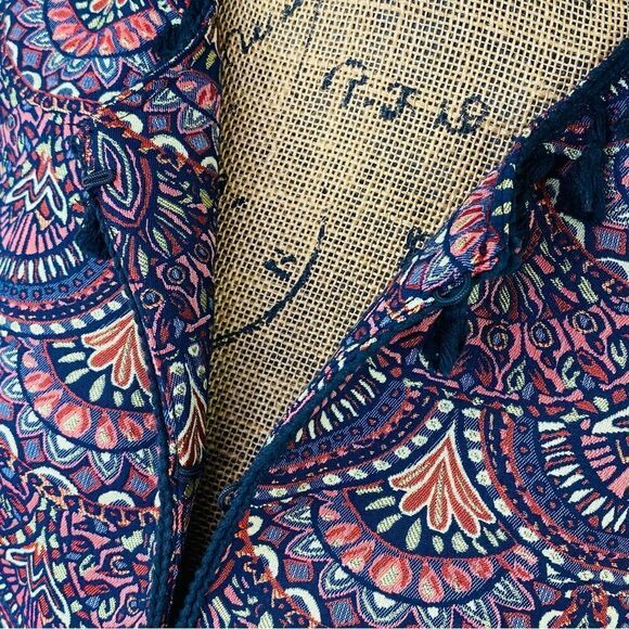 Chelsea & Violet Boho Brocade Jacquard Tassel Trim Crop Jacket Small - Picture 7 of 14